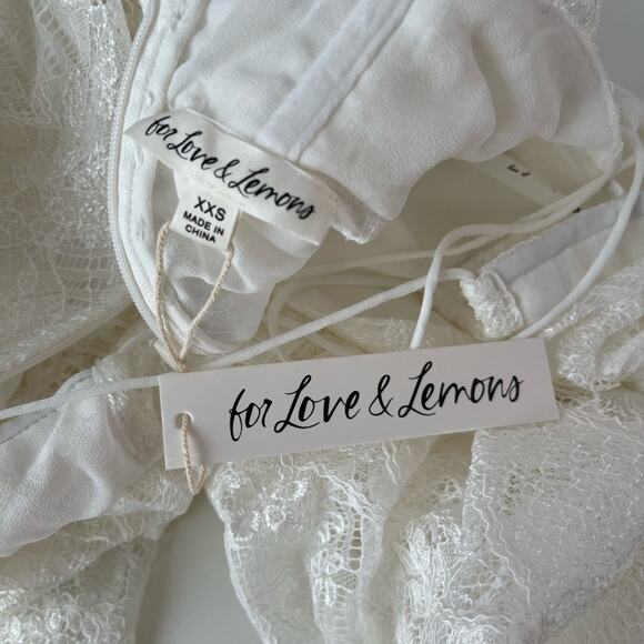 For Love & Lemons Madeline Lace Bustier Long Sleeve Maxi Gown Size XXS - Picture 11 of 12